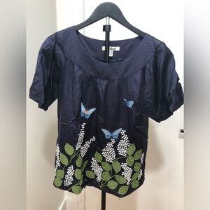 Chloé Dark Blue Top Embroidered
